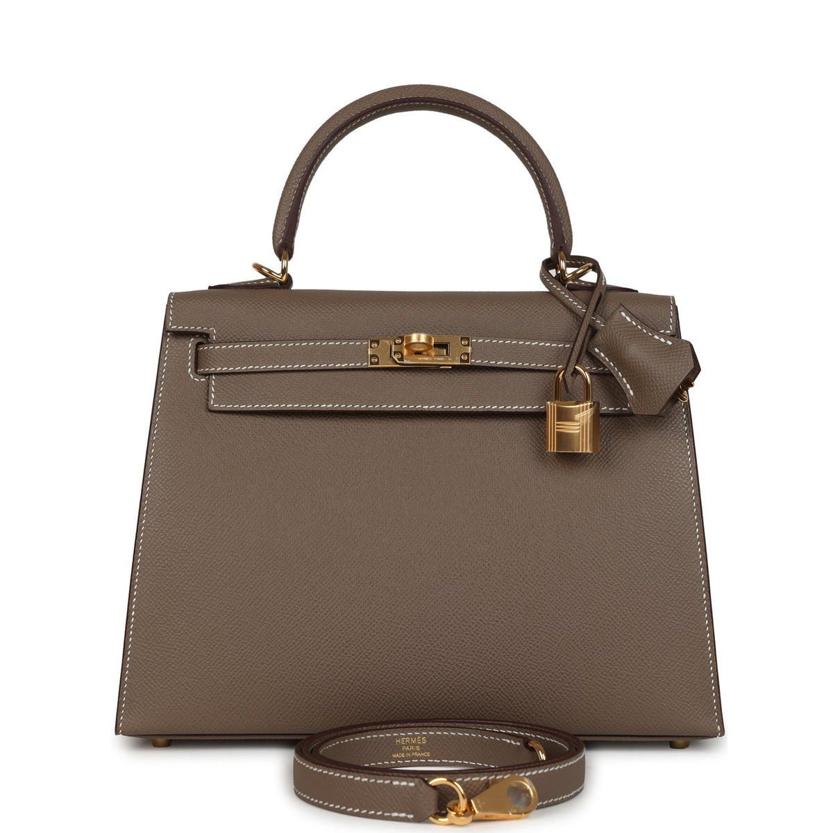Kelly Sellier 25 Etoupe Epsom Gold Hardware