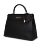 Vintage Kelly Sellier 35 Black Ardennes Gold Hardware
