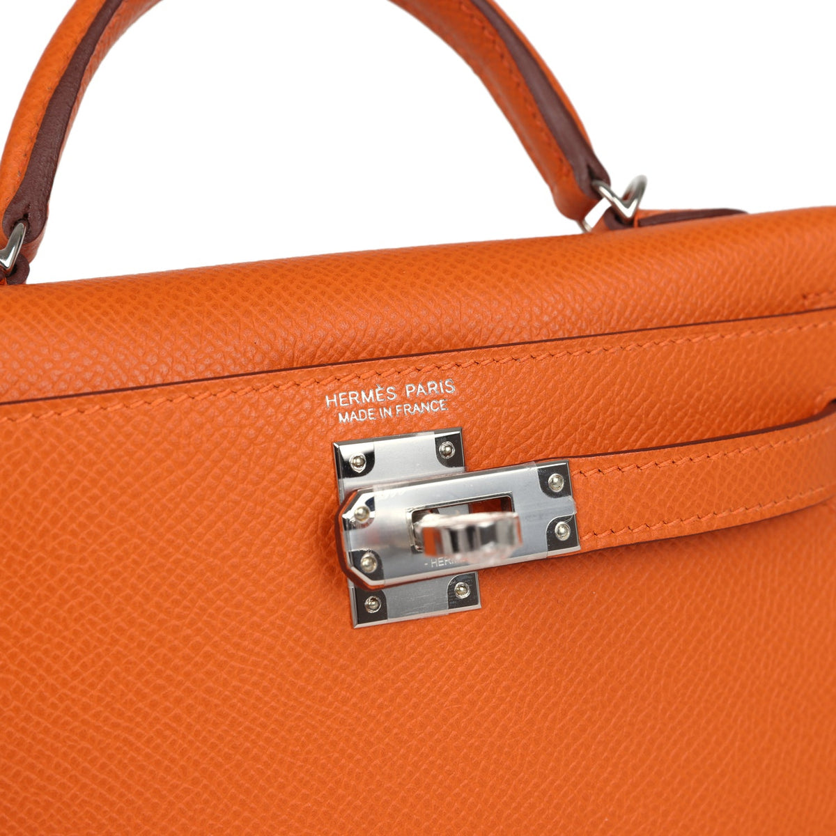Kelly Sellier 20 Orange Epsom Palladium Hardware