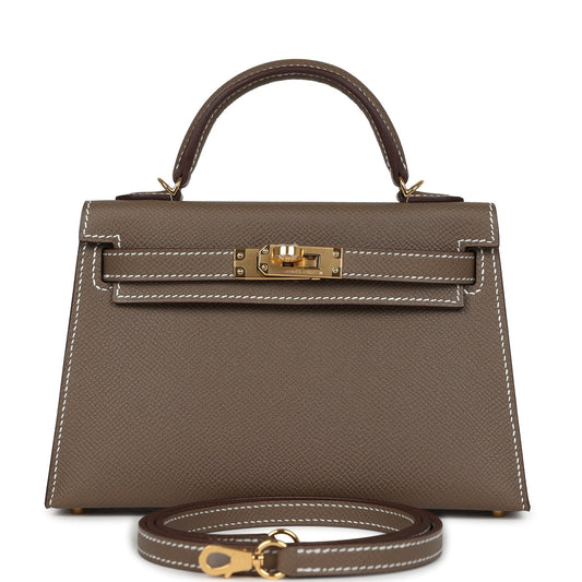 Kelly Sellier 20 Etoupe Epsom Gold Hardware