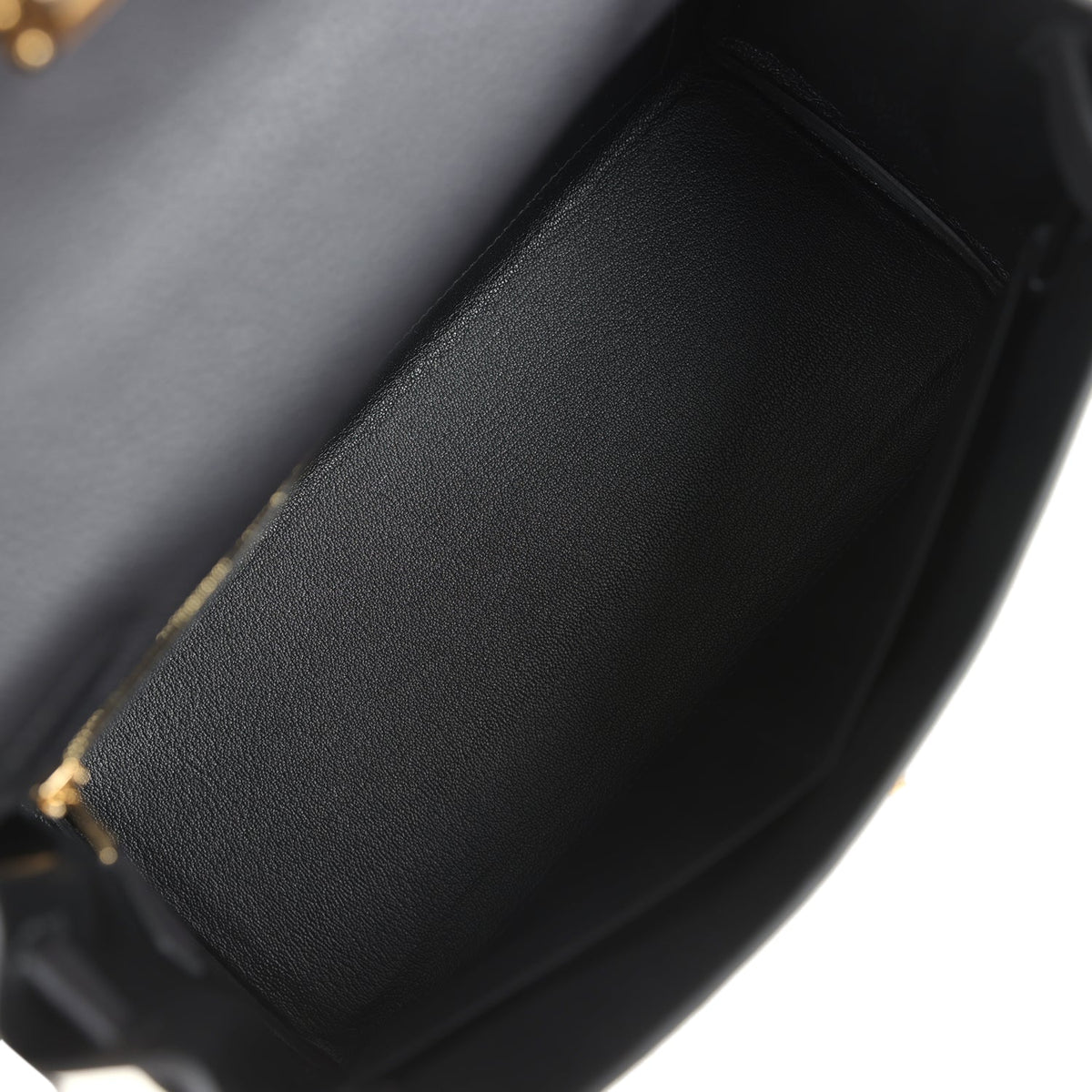 Kelly Retourne 28 Black Togo Gold Hardware