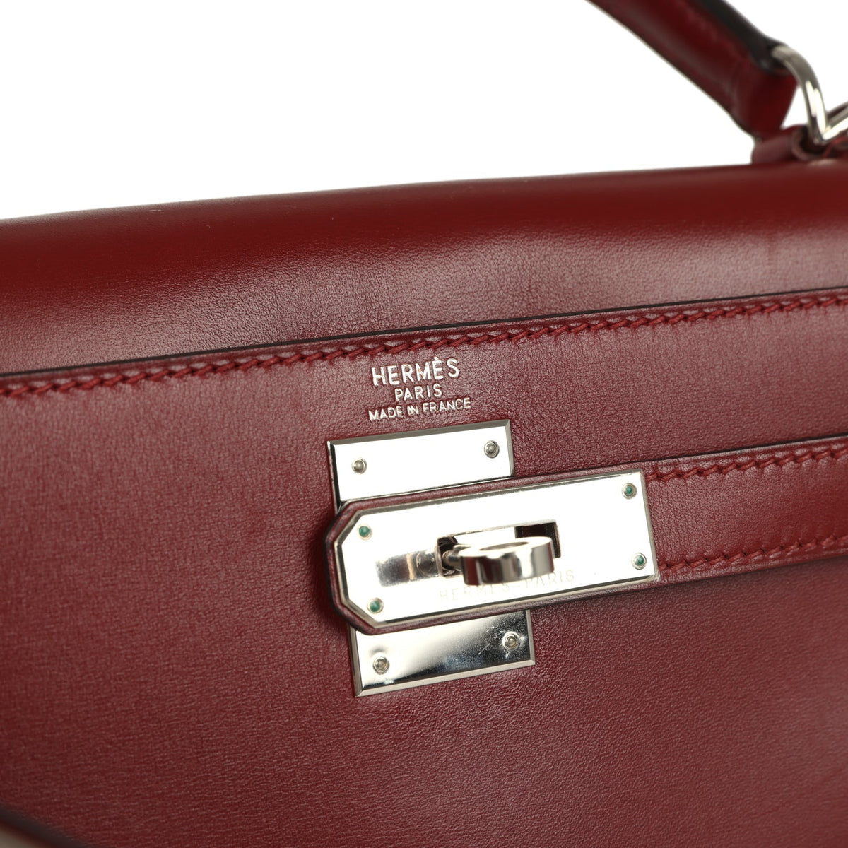 Vintage Kelly Sellier 28 Rouge H Box Palladium Hardware
