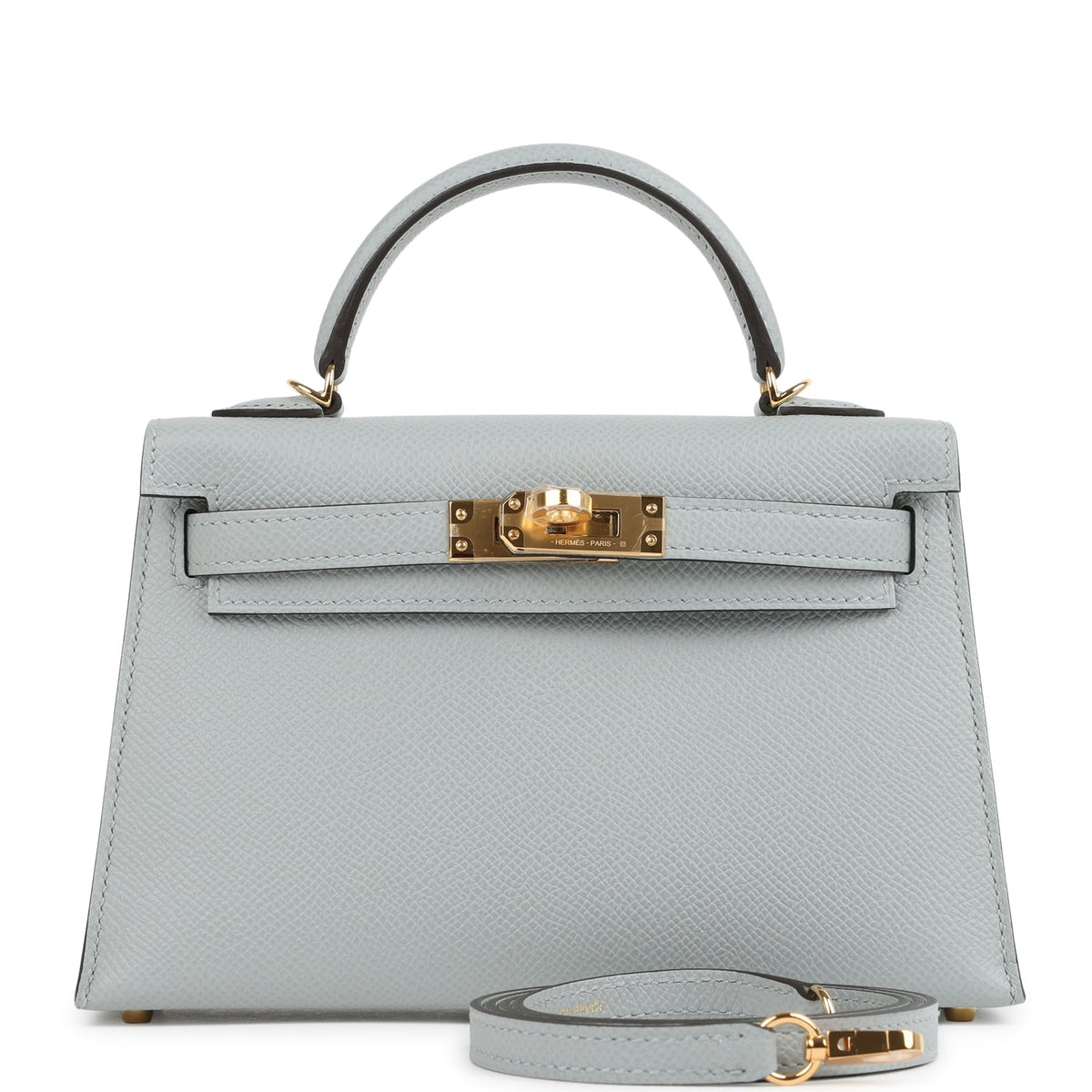 Kelly Sellier 20 Bleu Glacier Epsom Gold Hardware
