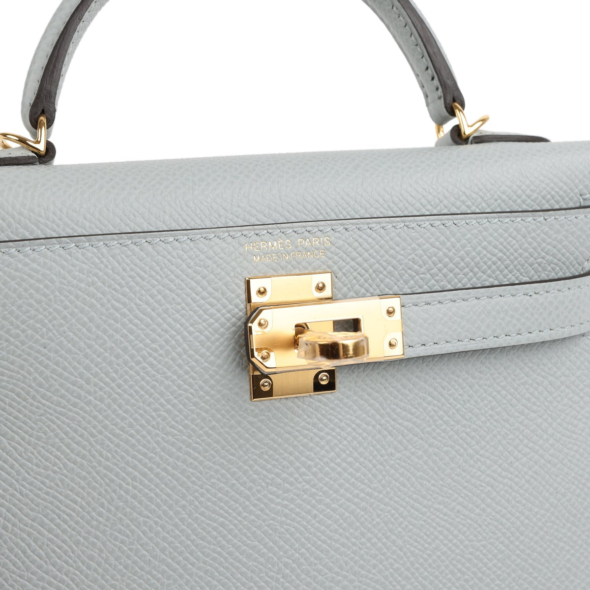 Kelly Sellier 20 Bleu Glacier Epsom Gold Hardware