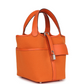 Picotin Cargo 18 Orange Swift and Toile Canvas Palladium Hardware