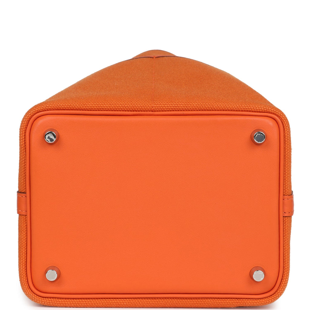 Picotin Cargo 18 Orange Swift and Toile Canvas Palladium Hardware