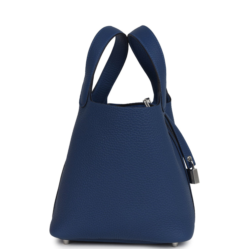 Picotin Lock 18 Bleu Tie Clemence Palladium Hardware
