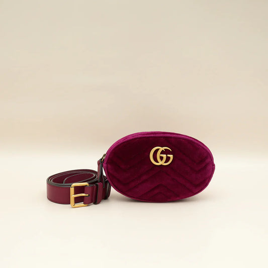 Gucci Violet GG Marmont Velvet Mini Belt