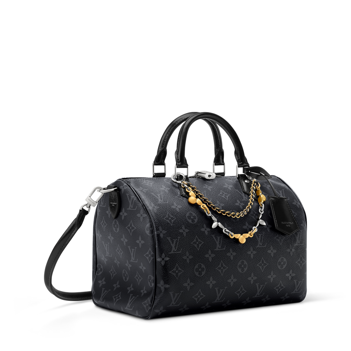 حقيبة توت Speedy Soft 30 من قماش Monogram Eclipse باللون الأسود