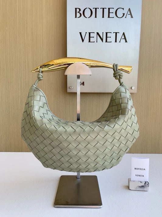 Knotted Woven Leather Hobo Bag