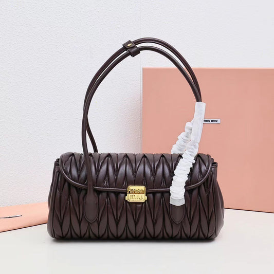 Elegant Quilted Barrel Shoulder Bag