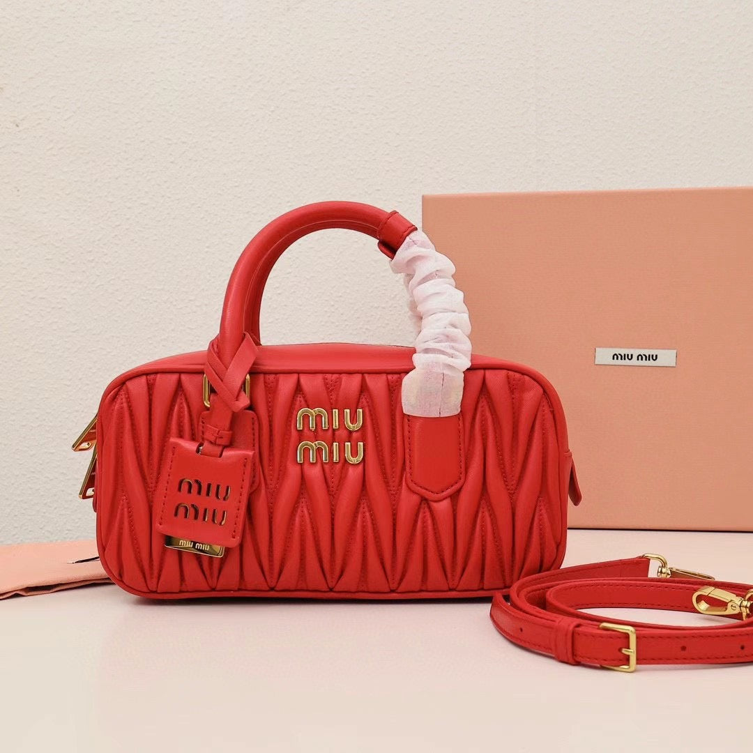 Quilted Leather Handbag with Logo Tag