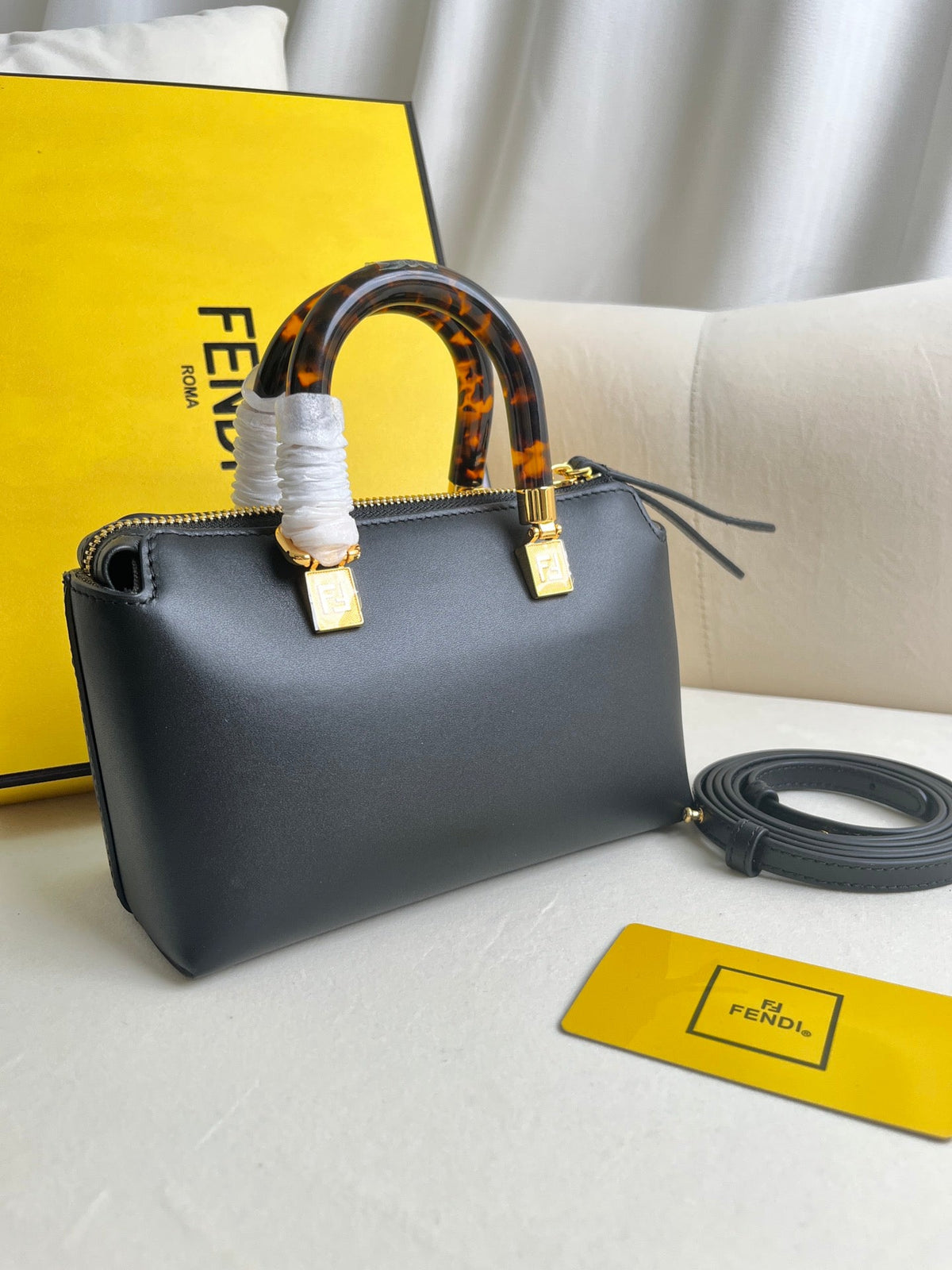 Black Curved Handle Bag