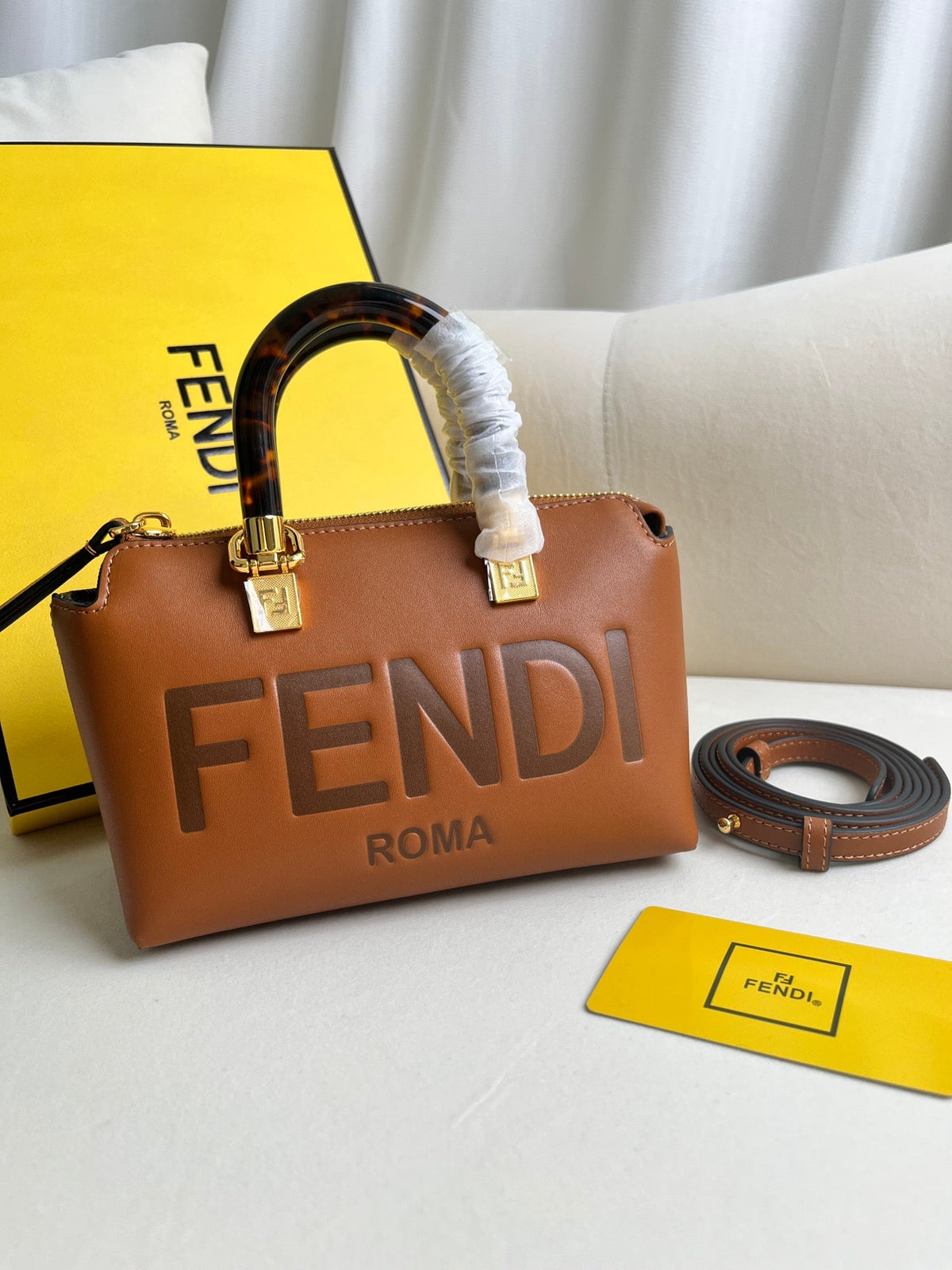 Brown Curved Handle Bag