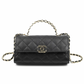 Top Handle Clutch with Chain Black Caviar Light Gold Hardware 23P