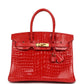 Hermès Birkin 25 crocodile red gold hardware  01