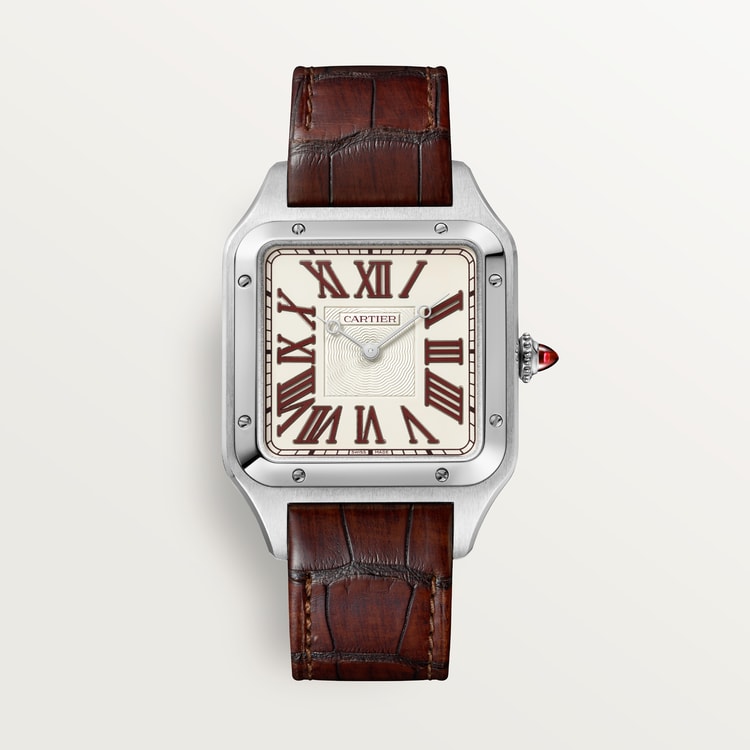 Santos-Dumont Extra-Large 46.6mm x 33.9mm Platinum Red Jasper Dial Brown Alligator Strap Self-Winding Watch