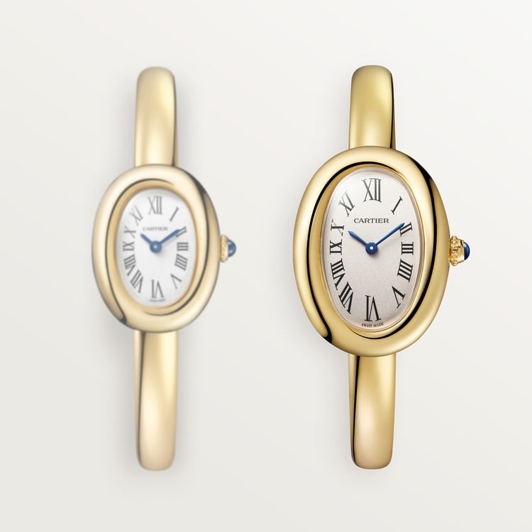 Baignoire Mini 18K Yellow Gold Silvered Dial Yellow Gold Bracelet Watch