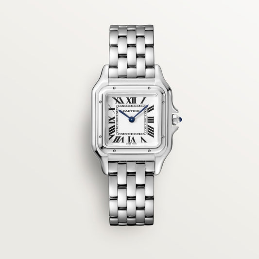 Panthère de Cartier Medium 27mm x 37mm Steel Blue Crown Silvered Dial Steel Bracelet Quartz Watch