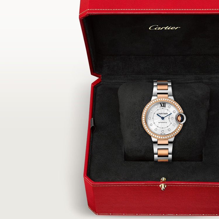 Ballon Bleu 33mm Steel Rose Gold Diamond Bezel Flinqué Dial Two-Tone Bracelet Automatic Watch