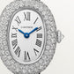 Baignoire Mini 18K White Gold Diamond Silvered Dial Navy Blue Patent Leather Strap Watch