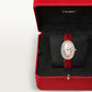 Baignoire Mini 18K Rose Gold Diamond Silvered Dial Red Alligator Strap Watch