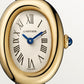 Baignoire Mini 18K Yellow Gold Silvered Dial Black Patent Leather Strap Watch
