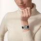 Santos-Dumont Small 38mm x 27.5mm Steel Blue Crown Silver Sunray Dial Navy Blue Alligator Strap Quartz Watch