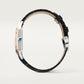 Santos-Dumont Small 38mm x 27.5mm Steel Rose Gold Bezel Silvered Satin-Finish Dial Black Alligator Strap Quartz Watch