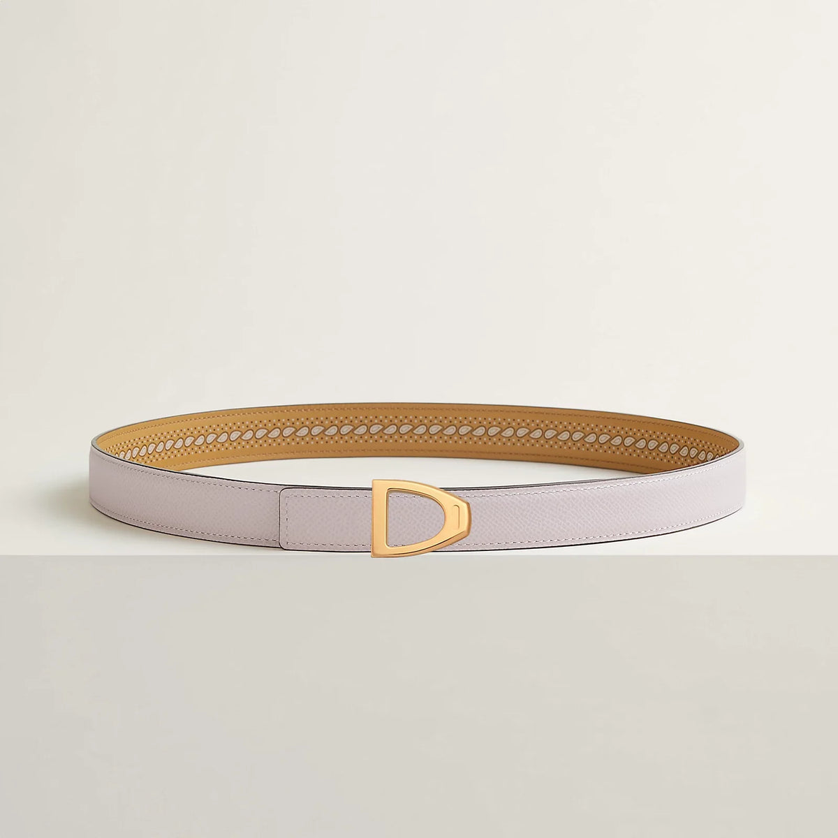 حزام NOIR / GOLD - HAVANE / MAUVE PÂLE CAVALIERE مع حزام جلدي ذو وجهين 24 مم 
