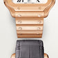 Santos-Dumont Large 43.5mm x 31.4mm Rose Gold Silvered Satin-Finish Dial Navy Blue Alligator Strap Manual-Winding Watch