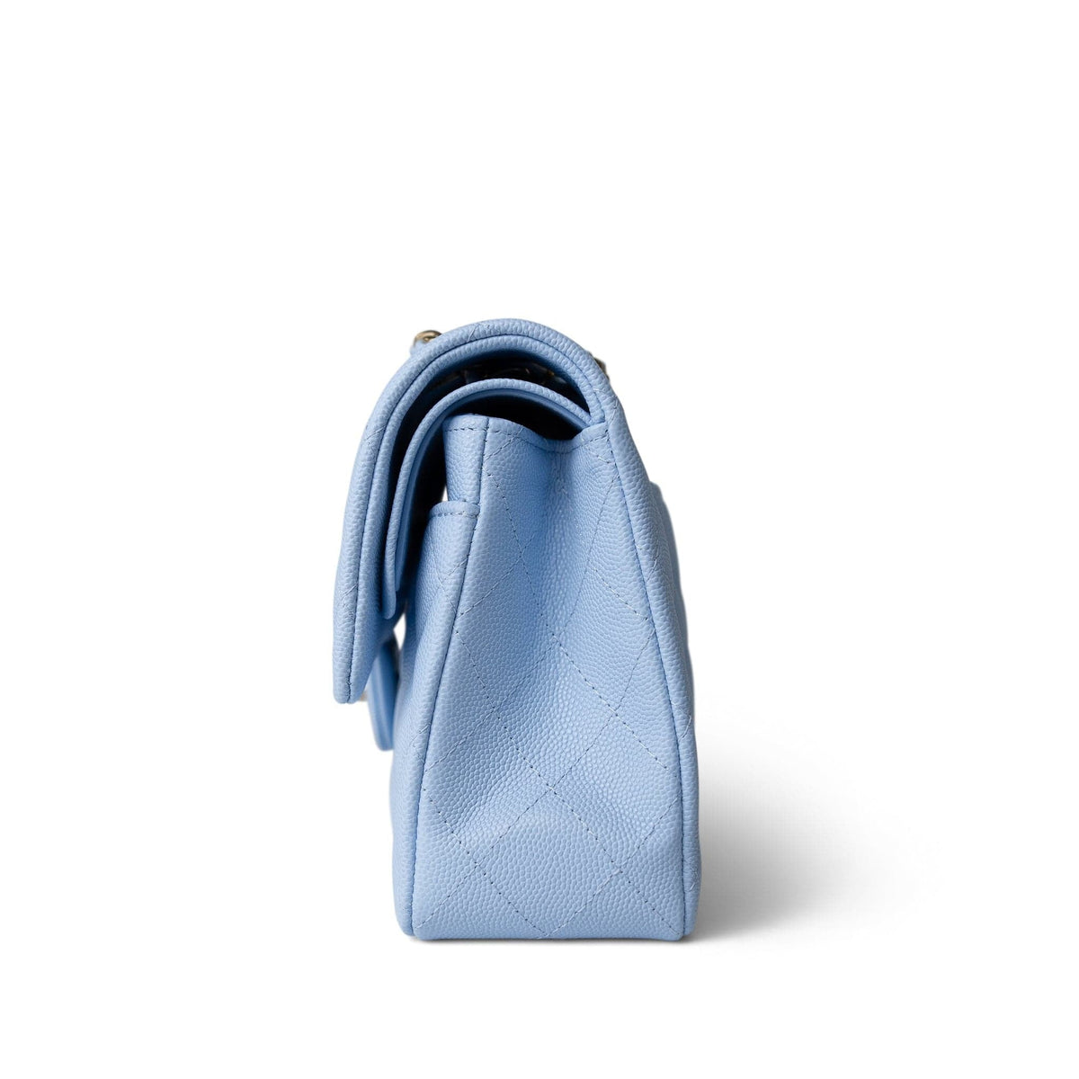 23P Light Blue Classic Flap Small Light Gold Hardware