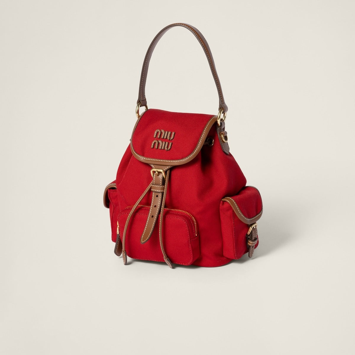 Miu Miu Canvas and Leather Backpack