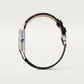 Santos-Dumont Large 43.5mm x 31.4mm Steel Rose Gold Bezel Silvered Satin-Finish Dial Black Alligator Strap Quartz Watch