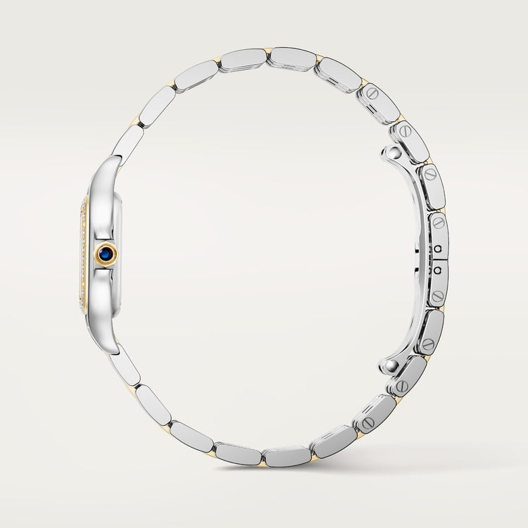 Panthère Small 30.3mm x 22.0mm Yellow Gold and Steel Diamond Case Blue Spinel Crown Silver Dial Gold and Steel Bracelet Quartz Watch