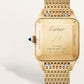 Santos-Dumont Large 43.5mm x 31.4mm Yellow Gold Silvered Satin-Finish Dial Alligator Strap Manual-Winding Watch