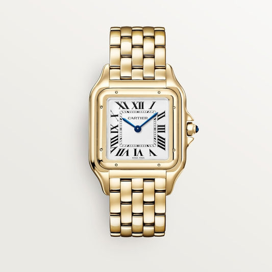 Panthère de Cartier Large 42mm x 31mm Yellow Gold Blue Crown Silvered Dial Yellow Gold Bracelet Quartz Watch