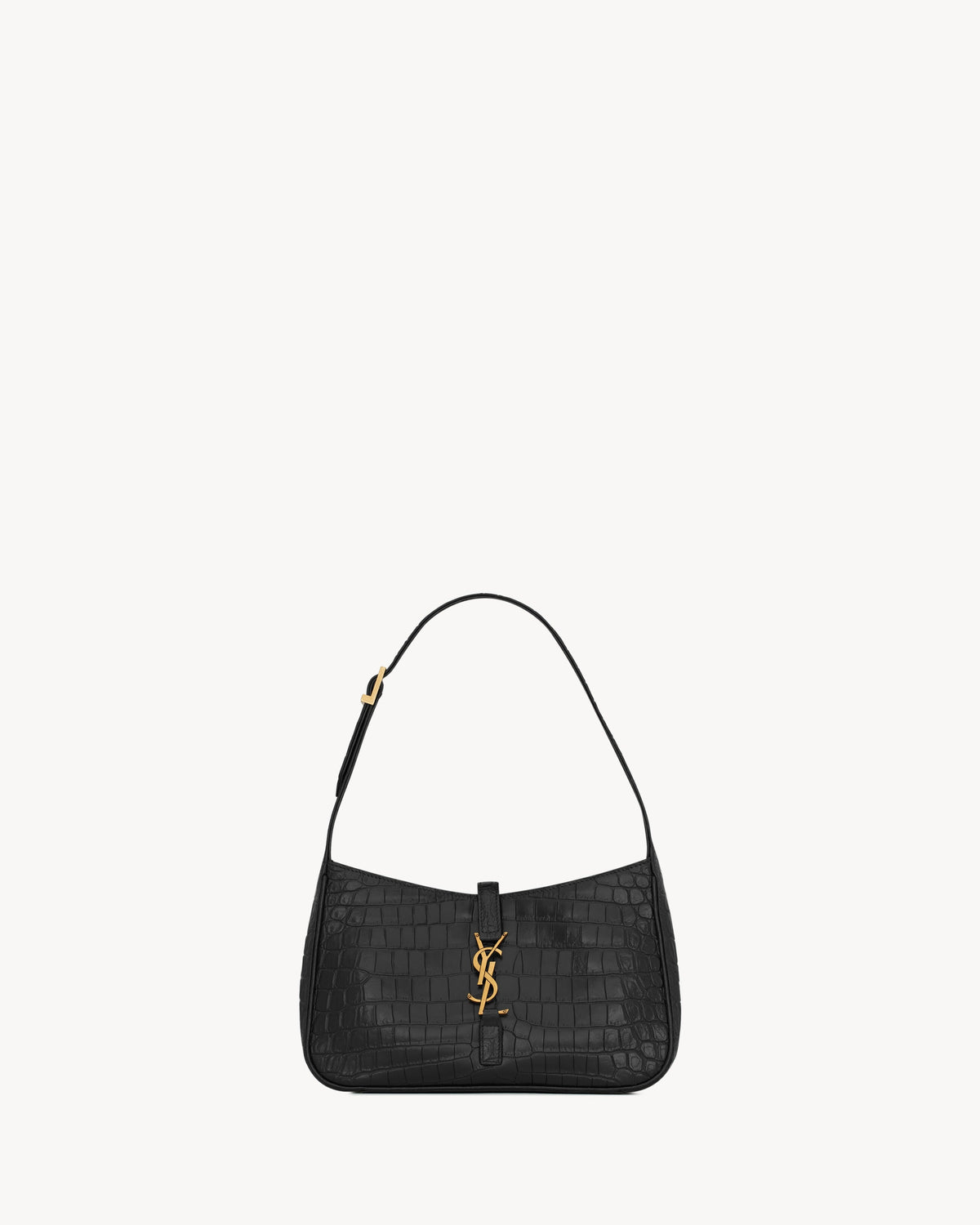 Saint Laurent LE 5 À 7 In Crocodile-Embossed Shiny Leather