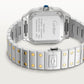 Santos de Cartier Medium 35.1mm Steel Yellow Gold Bezel Diamond-Set Golden Sunray Dial Steel Bracelet Self-Winding Watch