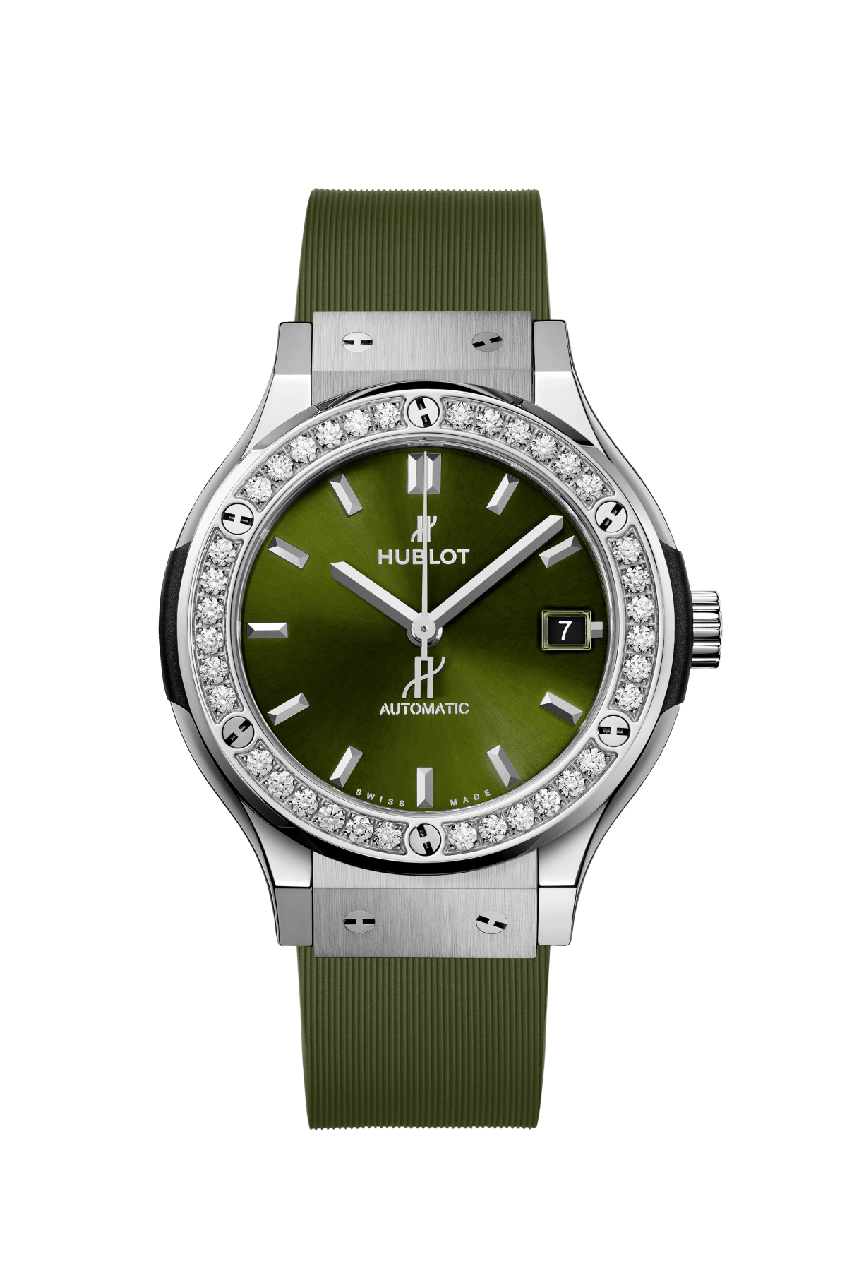 Classic Fusion Titanium Green Diamonds 38 mm