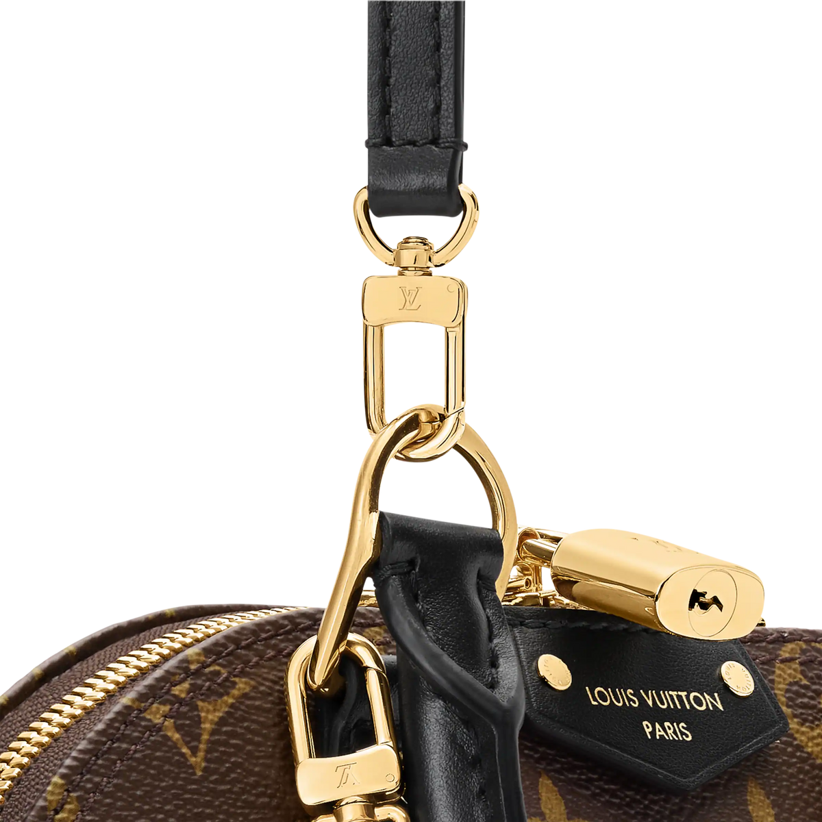 Alma Trunk BB Monogram Canvas Black Leather Satchel