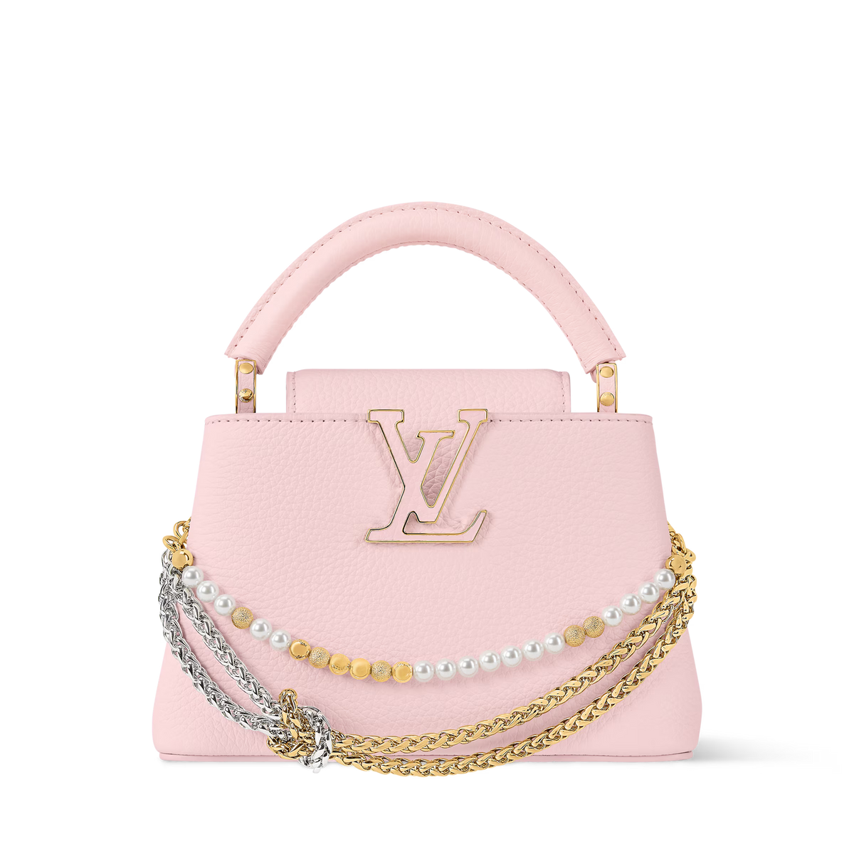 Capucines Mini Grained Leather Black Top Handle Bag