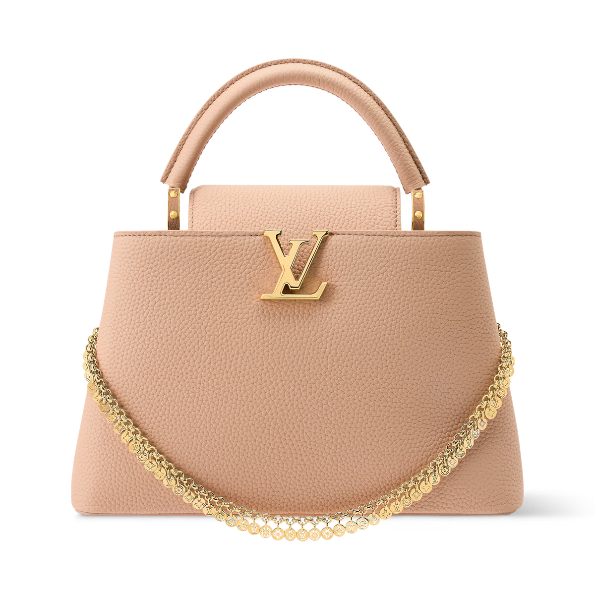 Capucines Mini Grained Leather Black Top Handle Bag