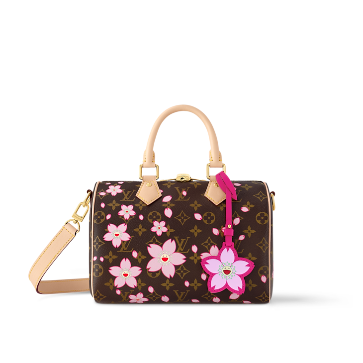 حقيبة Speedy Bandoulière 25 بنقشة Monogram Cherry Blossom Sakura باللون البني