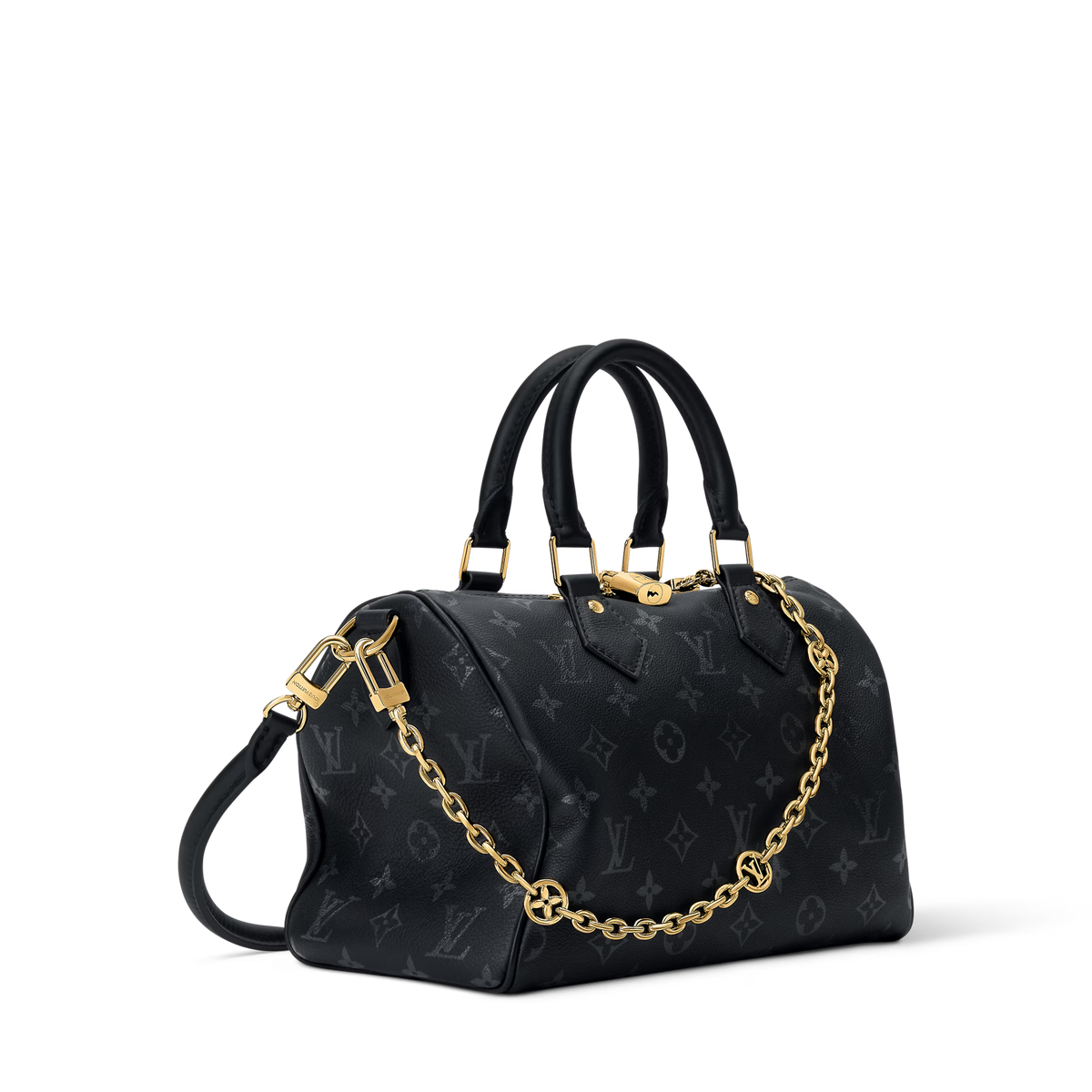 Speedy Bandoulière 25 Calfskin Leather Black Top Handle Bag