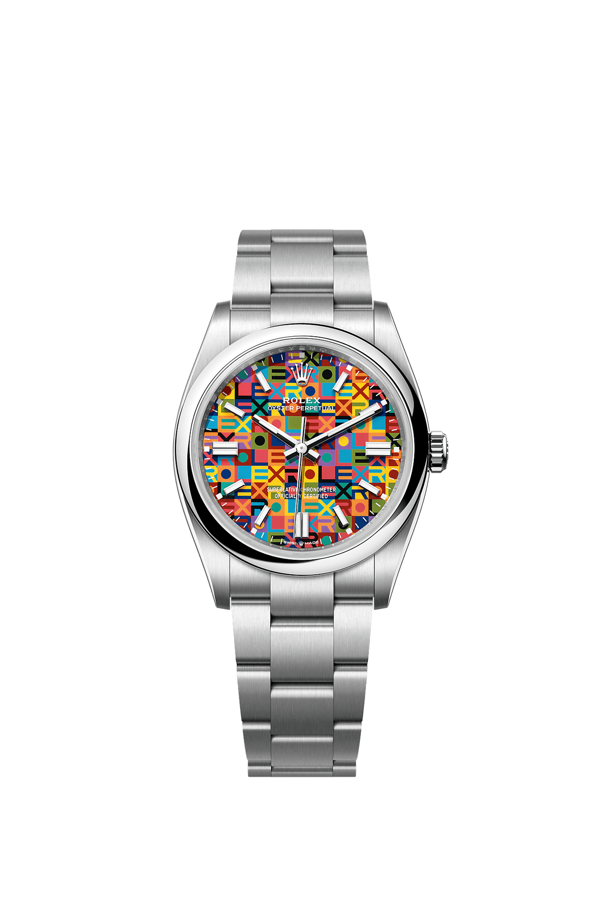 ساعة Oyster Perpetual 36 بقطر 36 مم من فولاذ Oystersteel، ميناء متعدد الألوان، وسوار Oyster، ذاتية التعبئة