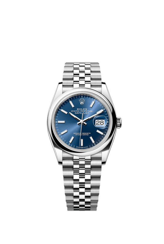 Datejust 36 Oyster Perpetual Chronometer Watch 36mm Oystersteel Bright Blue Dial Jubilee Bracelet