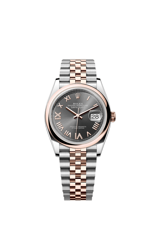 Datejust 36 36mm Oystersteel Everose Gold Slate Diamond Dial Jubilee Bracelet Self-Winding Watch