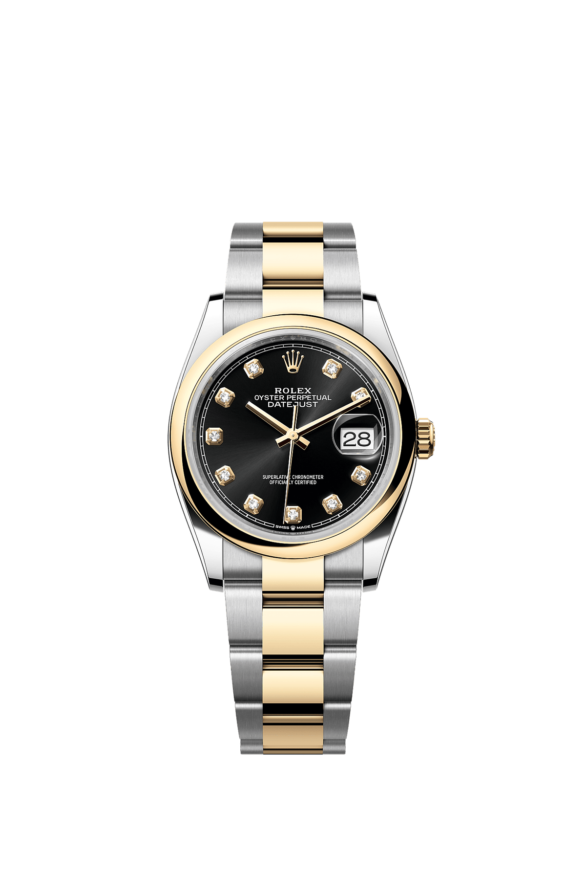 Datejust 36 36mm Oystersteel Yellow Gold Bright Black Diamond Dial Oyster Bracelet Self-Winding Watch