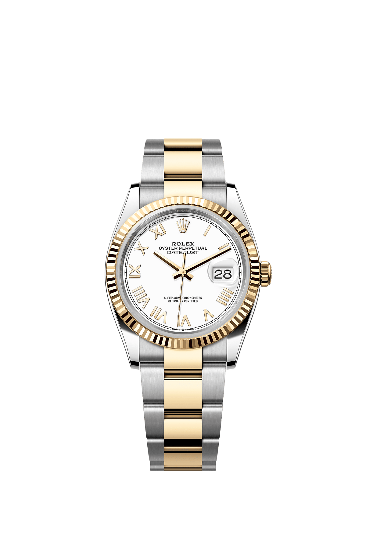 Datejust 36 36mm Oystersteel Yellow Gold White Dial Oyster Bracelet Self-Winding Watch